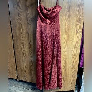 David’s bridal rust, reddish orange satin bridesmaid or formal dress. Size 4.